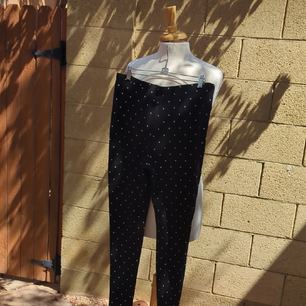 Chico's Black Leggings with White Polka Dots